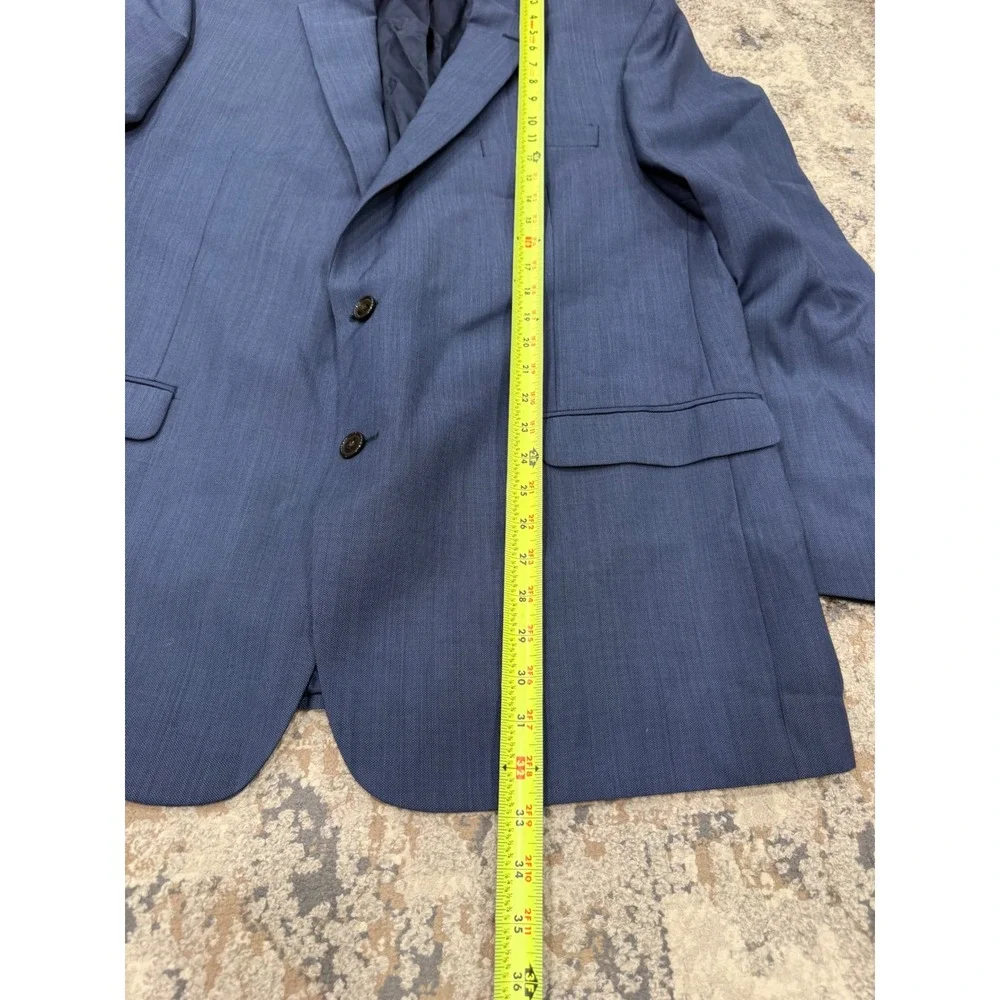 Lauren Ralph Lauren Mens 46L Blue Sharkskin Wool Blend Blazer Sport Coat 46 Long